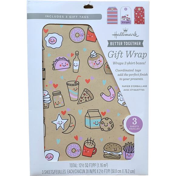 New Hallmark Better Together Hearts Gift Wrap Set with Sheets & Gift Tags New - Picture 1 of 8